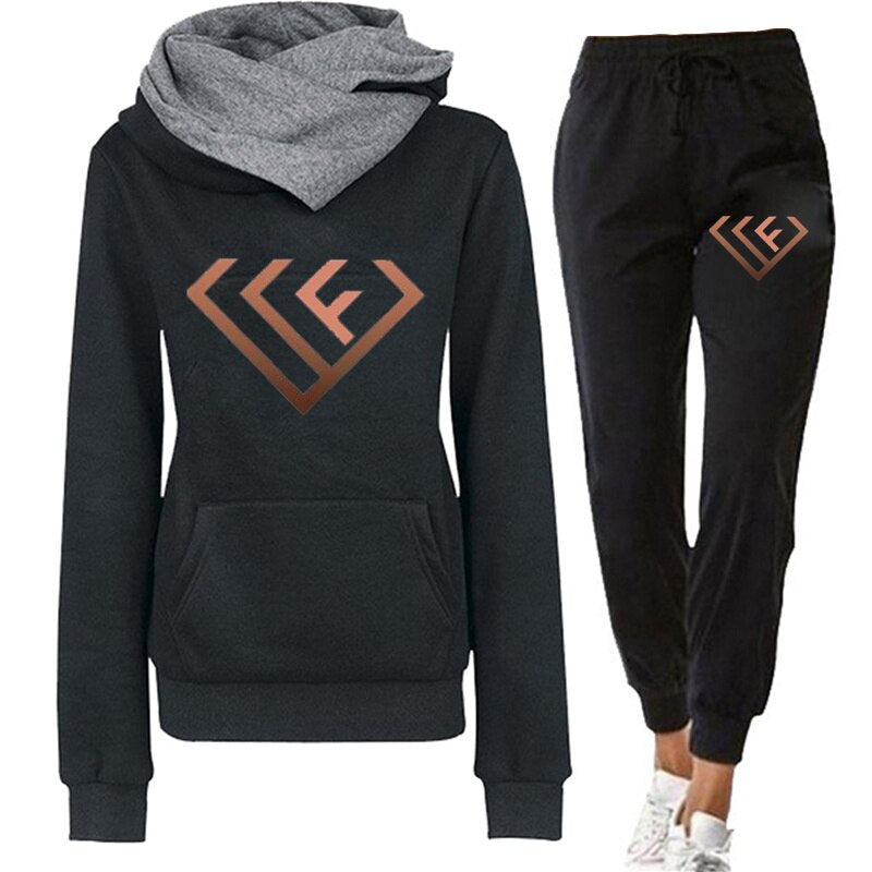 WF Two Piece Woman Pullovers Hoodie and Elastic Waist Joggers