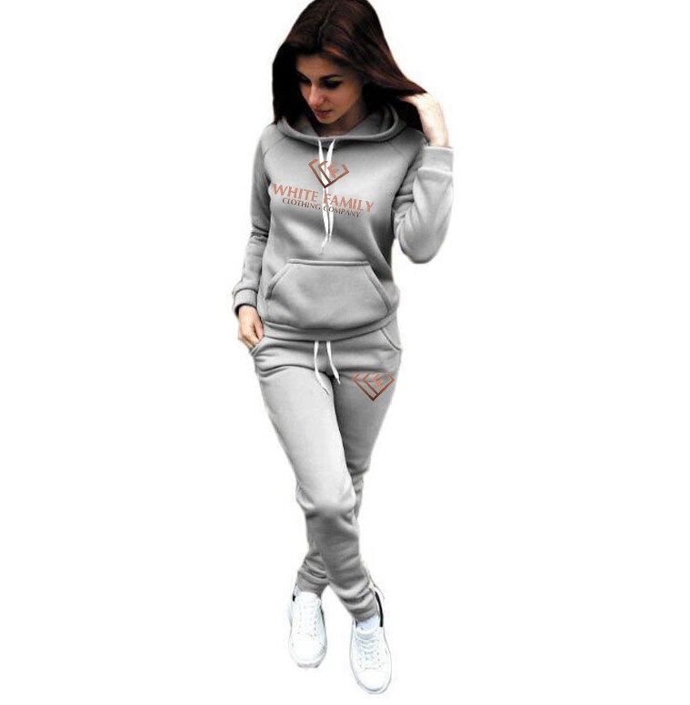 WF Casual Tracksuit Women 2 Piece Set Female Hooded Sweatshirt and Pants