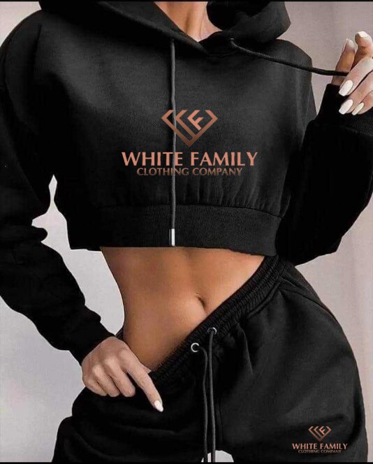 WF Women Two Piece Set Solid Hoodies Sweatshirt Pantsuits Crop Top and Pants Jogger