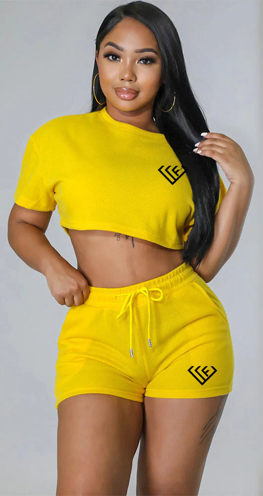 WF Crop Top and Short Sets Women Clothing