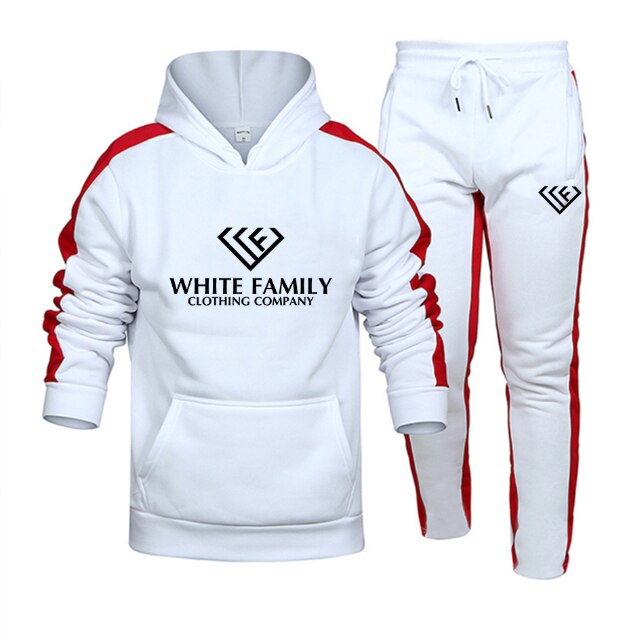 WF Tracksuit Men 2 Pieces Sets Hoodie+Pants Casual Sportswear