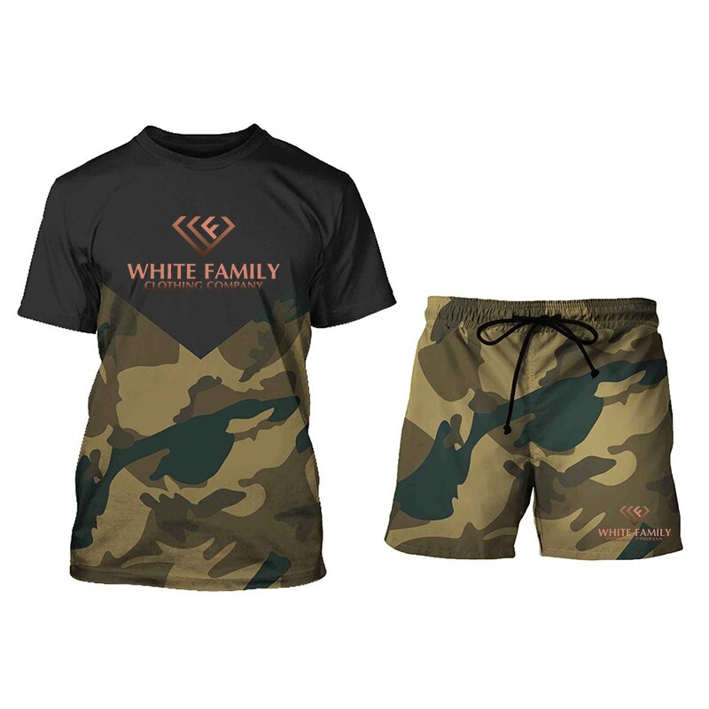 WF Camouflage T-Shirt Sports Shorts Suit Short Sleeve Short Pants 2 Piece Set