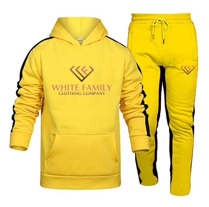 WF Tracksuit Men 2 Pieces Sets Hoodie+Pants Casual Sportswear