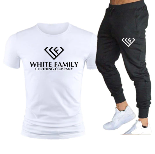 WF Summer Men Sets 2 Piece Outfit Sport t Shirt and Long Pants Set Sweatsuits