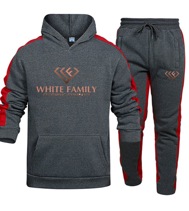 WF Tracksuit Men 2 Pieces Sets Hoodie+Pants Casual Sportswear