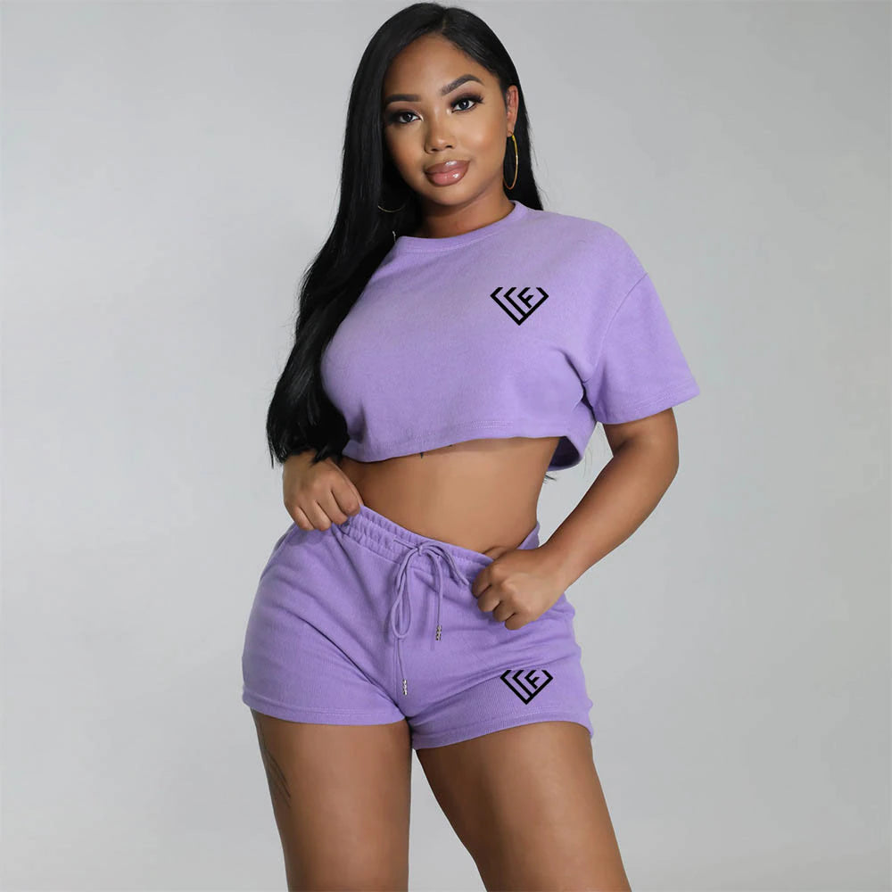 WF Crop Top and Short Sets Women Clothing