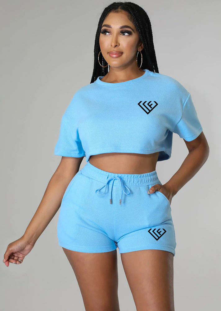 WF Crop Top and Short Sets Women Clothing