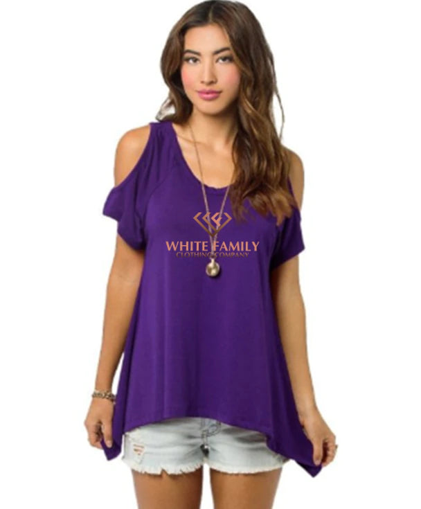 WF Oversized 4XL 5XL European Western T shirt Off Shoulder Irregular Female V Neck Tops