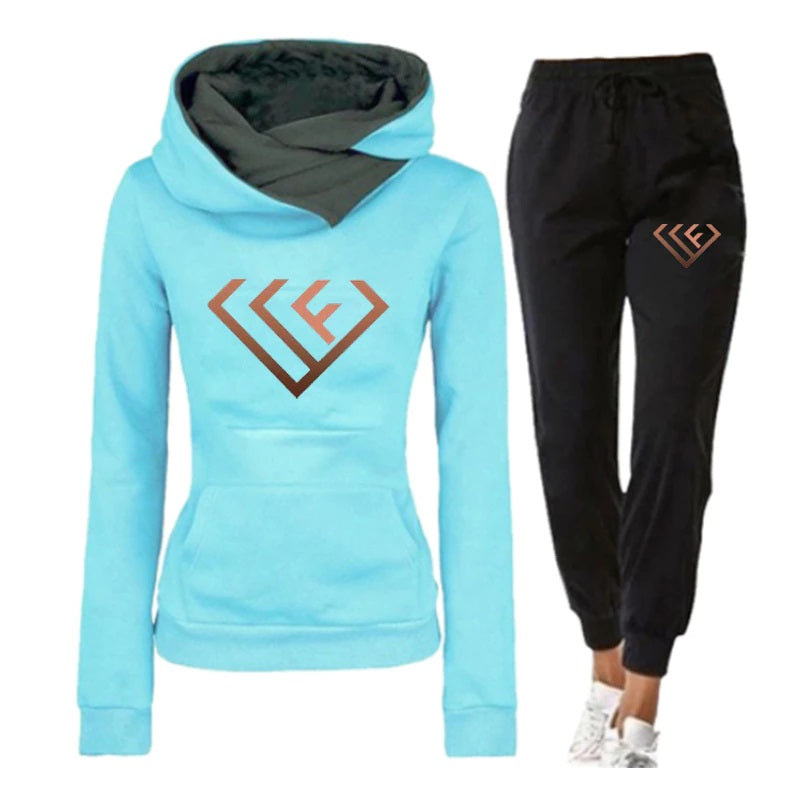 WF Two Piece Woman Pullovers Hoodie and Elastic Waist Joggers