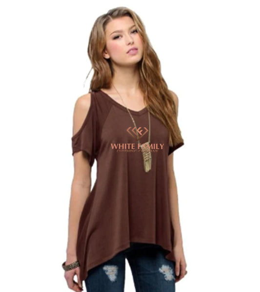 WF Oversized 4XL 5XL European Western T shirt Off Shoulder Irregular Female V Neck Tops