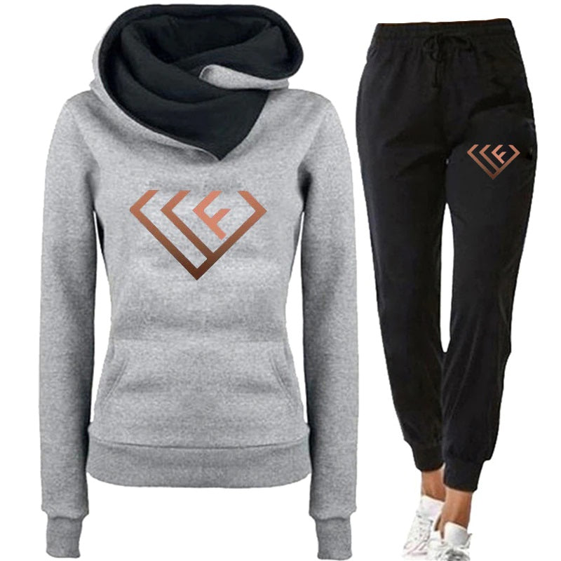 WF Two Piece Woman Pullovers Hoodie and Elastic Waist Joggers